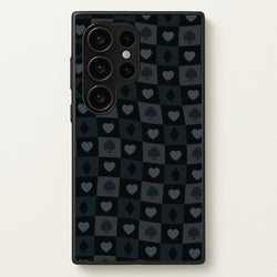 Card Suits Pattern Black  - Clean Girl Aesthetic Phone Case for Galaxy S24 Ultra