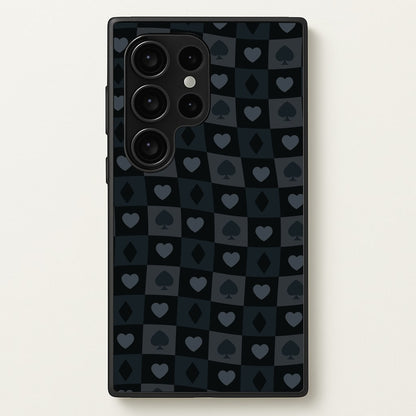 Card Suits Pattern Black  - Clean Girl Aesthetic Phone Case for Galaxy S24 Ultra