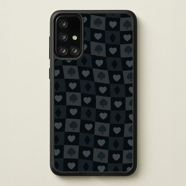 Card Suits Pattern Black  - Clean Girl Aesthetic Phone Case for Galaxy A71