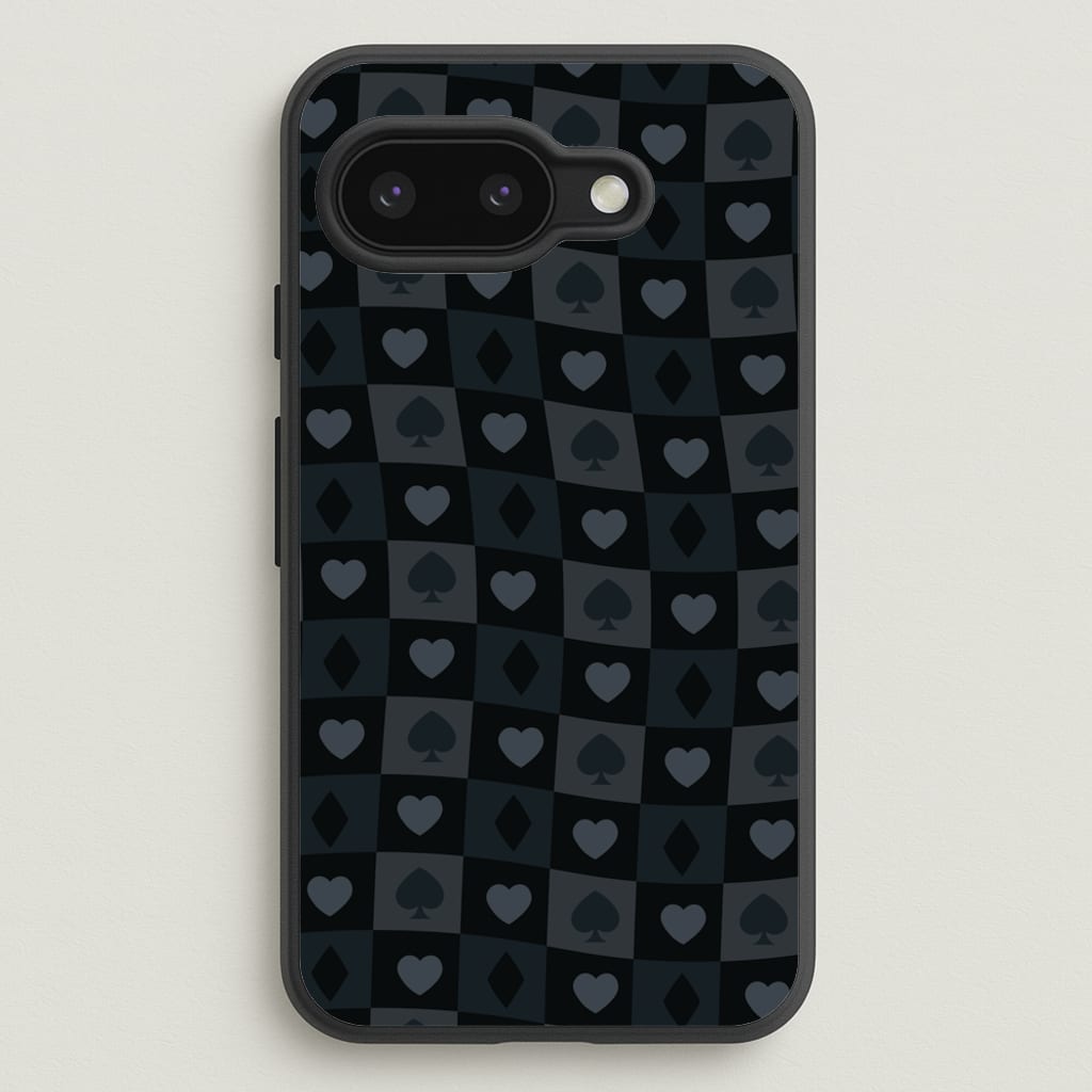 Card Suits Pattern Black  - Clean Girl Aesthetic Phone Case for Google Pixel 9a
