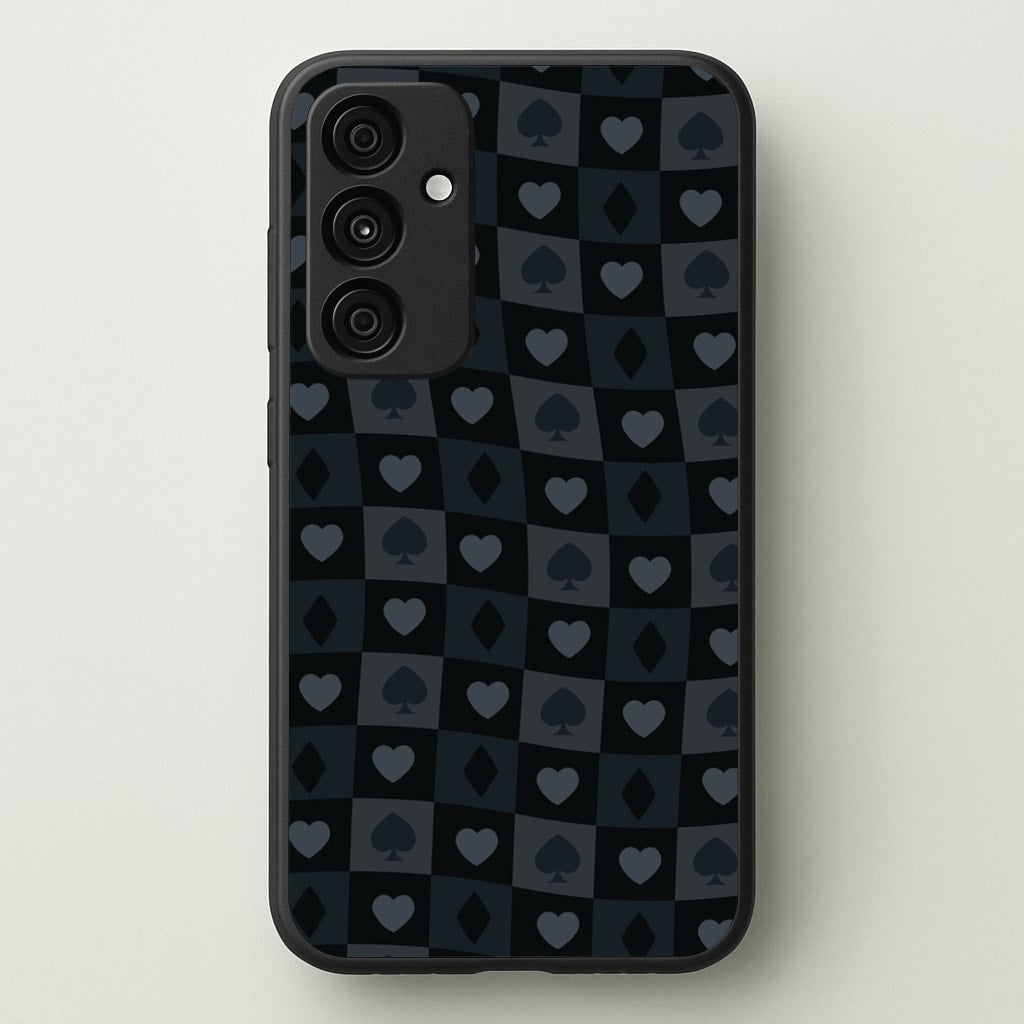 Card Suits Pattern Black  - Clean Girl Aesthetic Phone Case for Galaxy A35