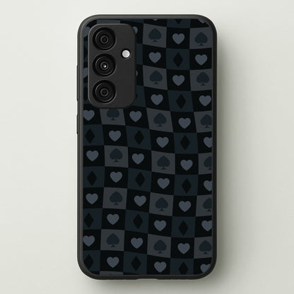 Card Suits Pattern Black  - Clean Girl Aesthetic Phone Case for Galaxy A35