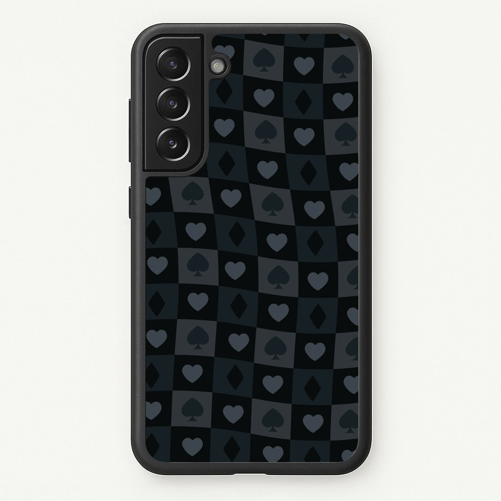 Card Suits Pattern Black  - Clean Girl Aesthetic Phone Case for Galaxy S21FE