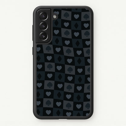 Card Suits Pattern Black  - Clean Girl Aesthetic Phone Case for Galaxy S21FE