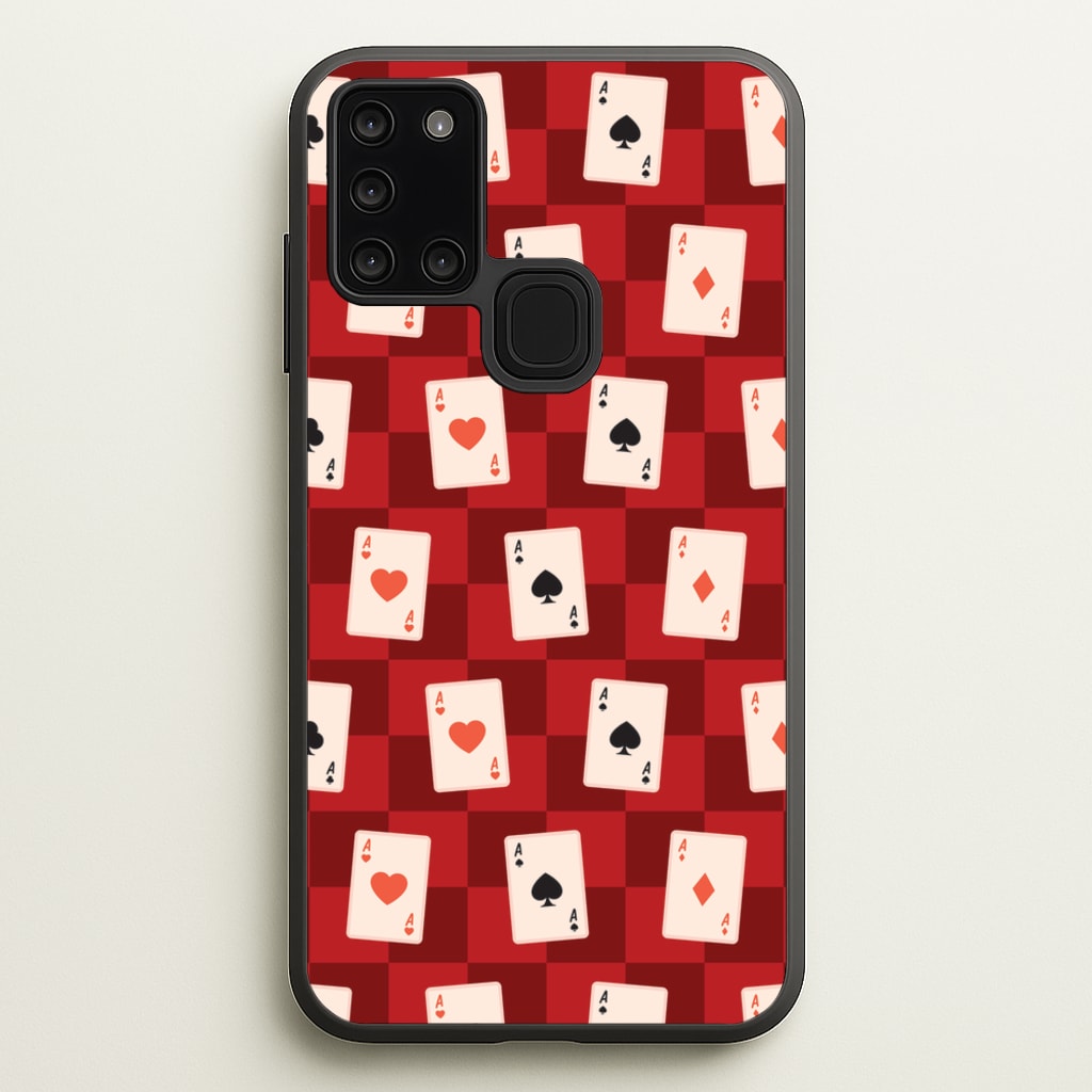 Card Deck Checkered Pattern   - Clean Girl Aesthetic Phone Case for Galaxy A21s