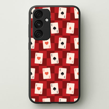 Card Deck Checkered Pattern   - Clean Girl Aesthetic Phone Case for Galaxy A35