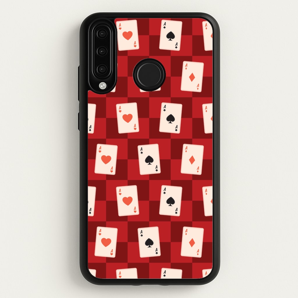 Card Deck Checkered Pattern   - Clean Girl Aesthetic Phone Case for Huawei P30 Lite