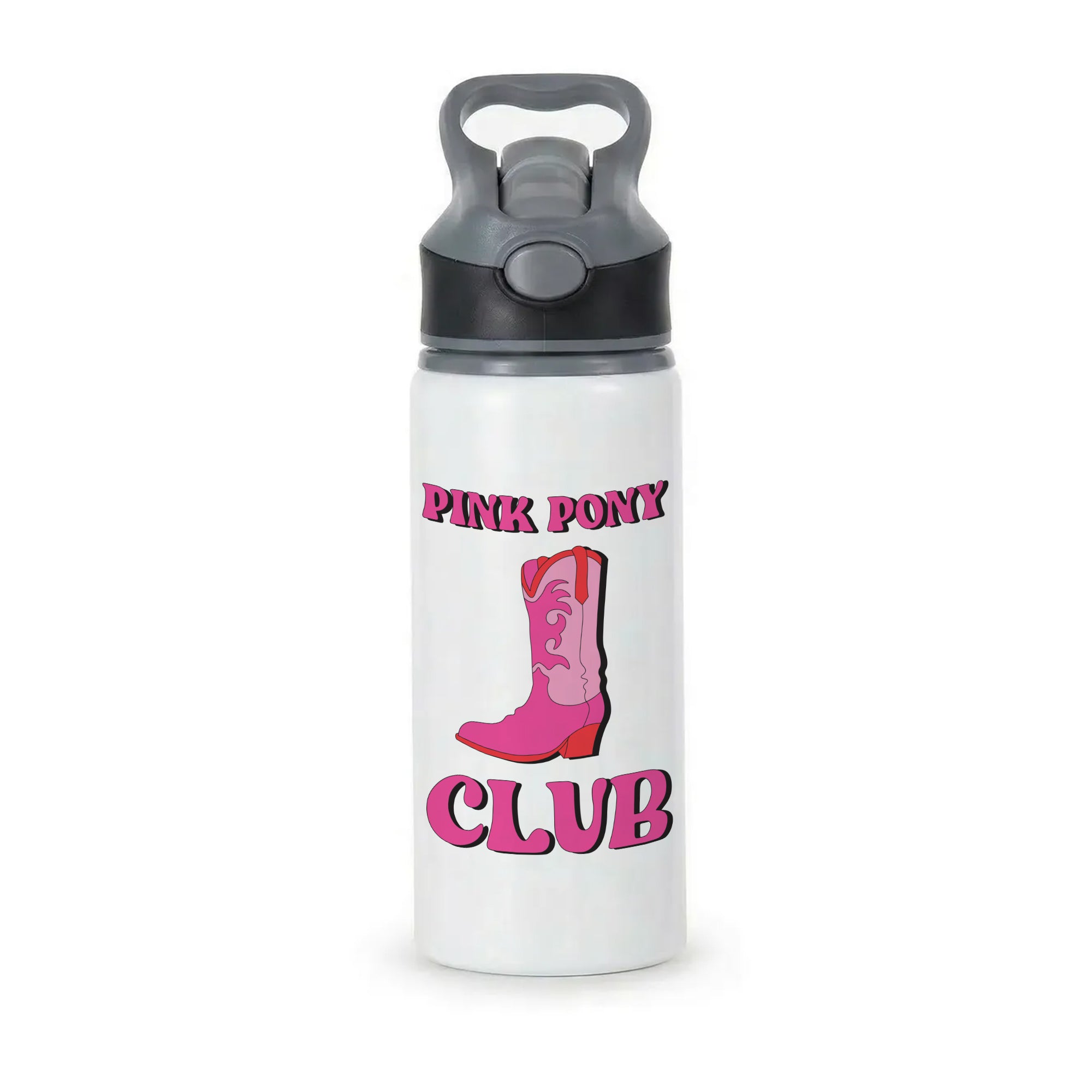 Zebra Print Pink Pony Club Active Water Bottle - Black