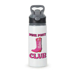 Zebra Print Pink Pony Club Active Water Bottle - Black