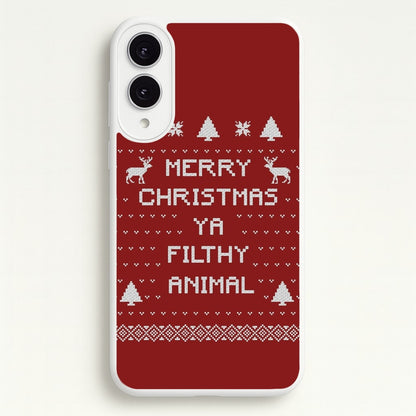 Merry Christmas Ya Filthy Animal  - Christmas Phone Case for Galaxy S25 Edge