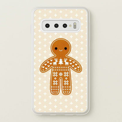 Christmas Jumper Pattern Gingerbread Man  - Christmas Phone Case for Galaxy S10 Plus