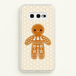 Christmas Jumper Pattern Gingerbread Man  - Christmas Phone Case for Galaxy S10e