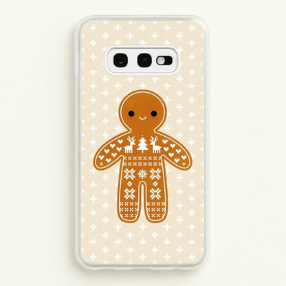 Christmas Jumper Pattern Gingerbread Man  - Christmas Phone Case for Galaxy S10e