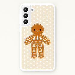 Christmas Jumper Pattern Gingerbread Man  - Christmas Phone Case for Galaxy S22 Plus
