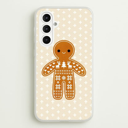 Christmas Jumper Pattern Gingerbread Man  - Christmas Phone Case for Galaxy A16