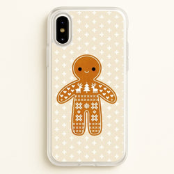 Christmas Jumper Pattern Gingerbread Man  - Christmas Phone Case for iPhone X / XS