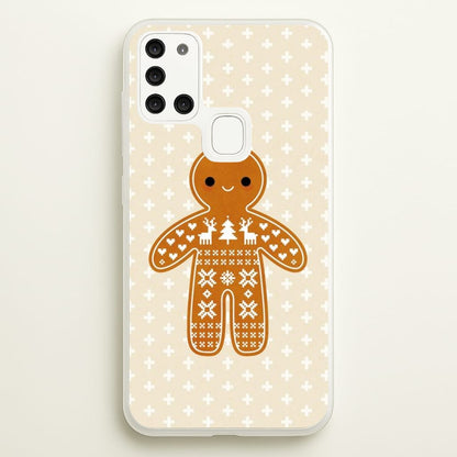 Christmas Jumper Pattern Gingerbread Man  - Christmas Phone Case for Galaxy A21s