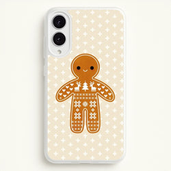 Christmas Jumper Pattern Gingerbread Man  - Christmas Phone Case for Galaxy S25 Edge
