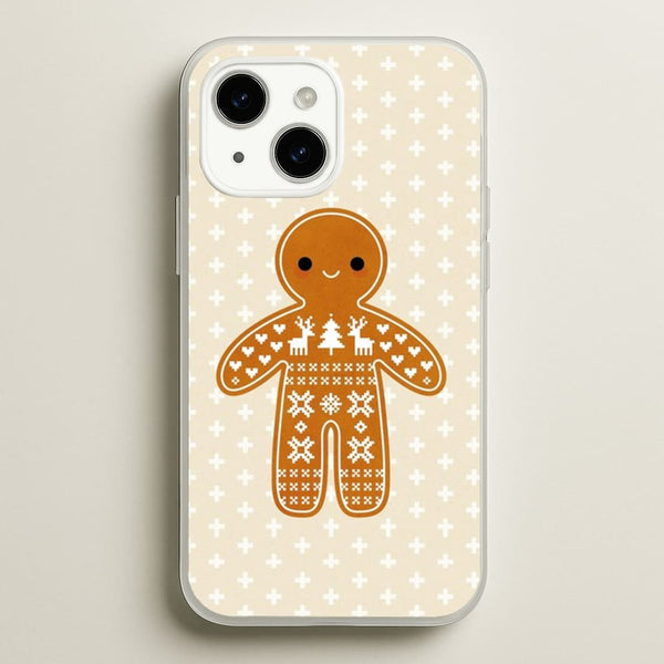 Christmas Jumper Pattern Gingerbread Man  - Christmas Phone Case for iPhone 15
