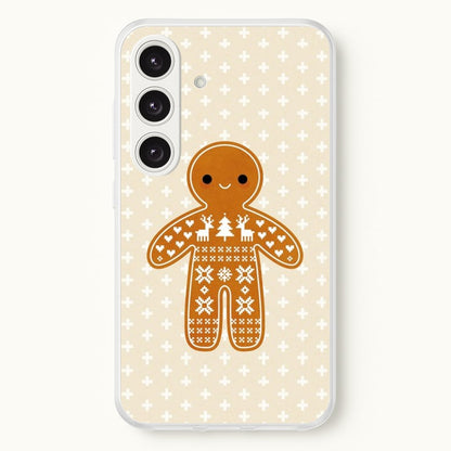 Christmas Jumper Pattern Gingerbread Man  - Christmas Phone Case for Galaxy S25 Plus