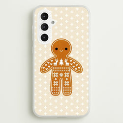 Christmas Jumper Pattern Gingerbread Man  - Christmas Phone Case for Galaxy S23FE