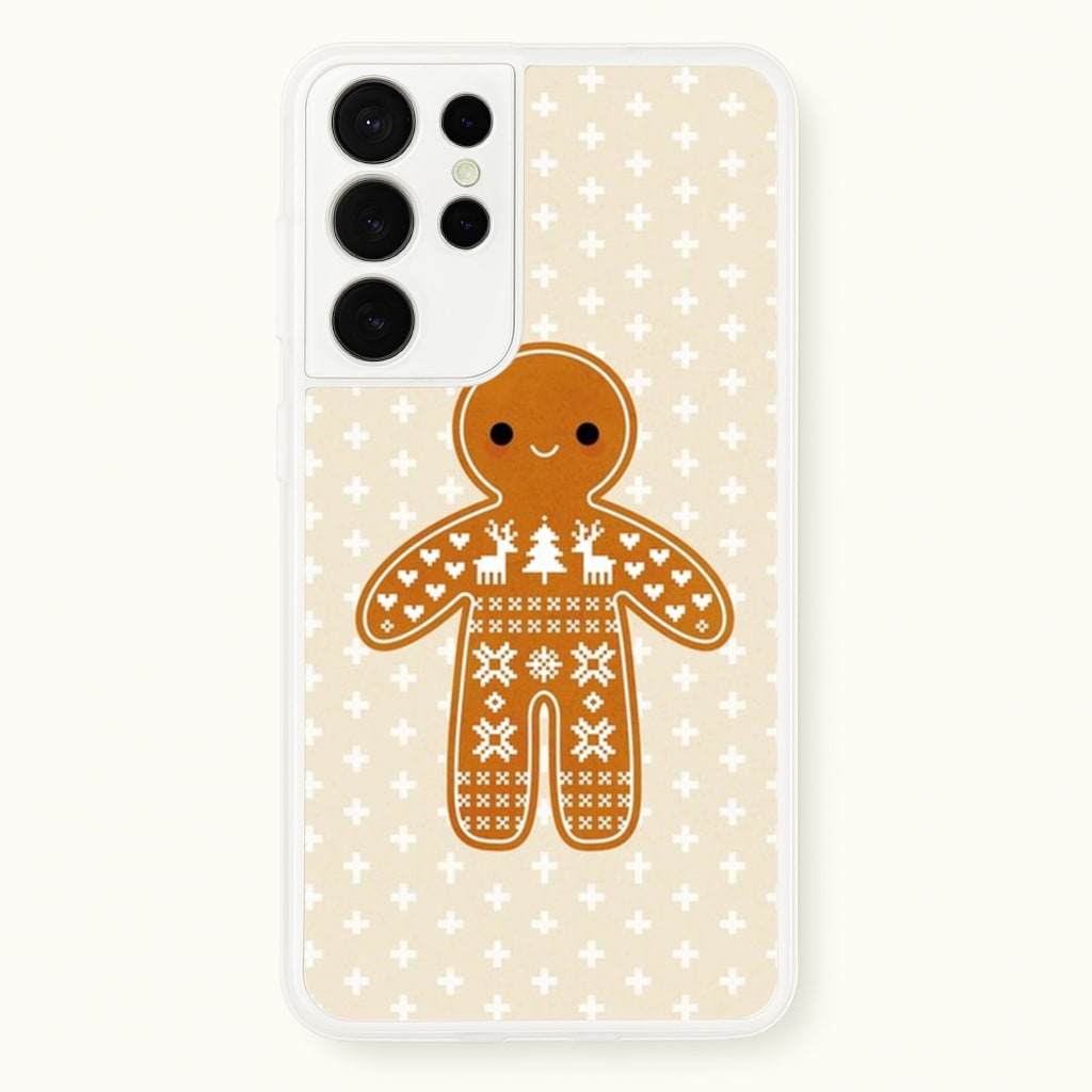 Christmas Jumper Pattern Gingerbread Man  - Christmas Phone Case for Galaxy S21 Ultra