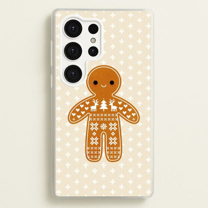Christmas Jumper Pattern Gingerbread Man  - Christmas Phone Case for Galaxy S25 Ultra
