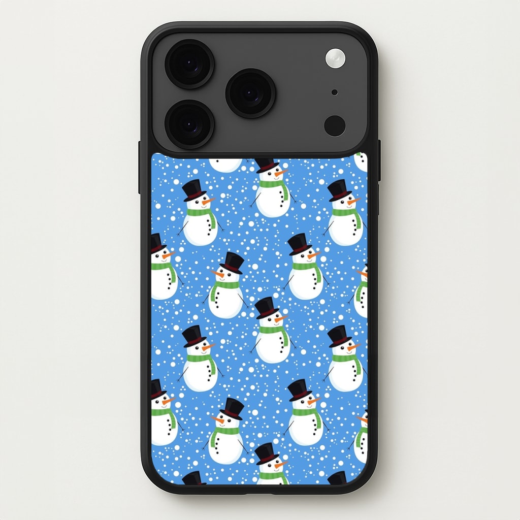 Blue Snowman Pattern Phone Case for iPhone 17 Pro