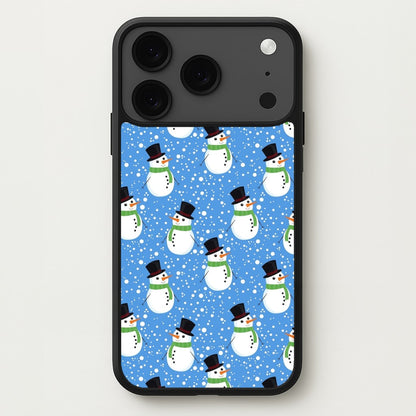 Blue Snowman Pattern Phone Case for iPhone 17 Pro