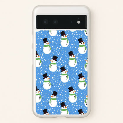 Blue Snowman Pattern  -  Phone Case for Google Pixel 6