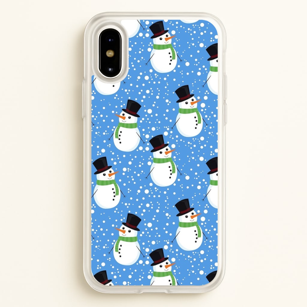 Blue Snowman Pattern  -  Phone Case for iPhone X / XS