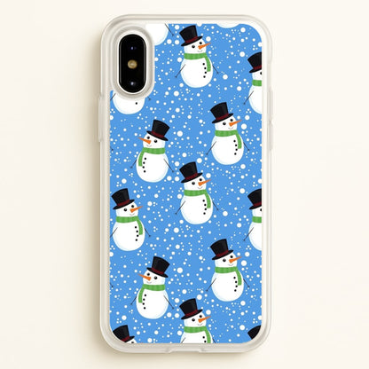 Blue Snowman Pattern  -  Phone Case for iPhone X / XS