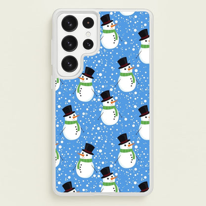 Blue Snowman Pattern  -  Phone Case for Galaxy S22 Ultra