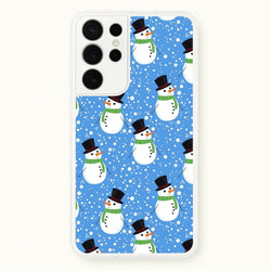 Blue Snowman Pattern  -  Phone Case for Galaxy S21 Ultra