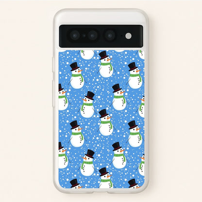 Blue Snowman Pattern  -  Phone Case for Google Pixel 7 Pro
