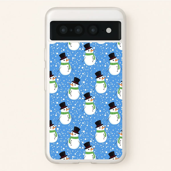 Blue Snowman Pattern  -  Phone Case for Google Pixel 7 Pro
