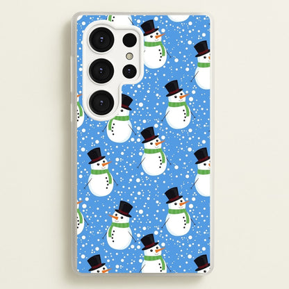 Blue Snowman Pattern  -  Phone Case for Galaxy S25 Ultra