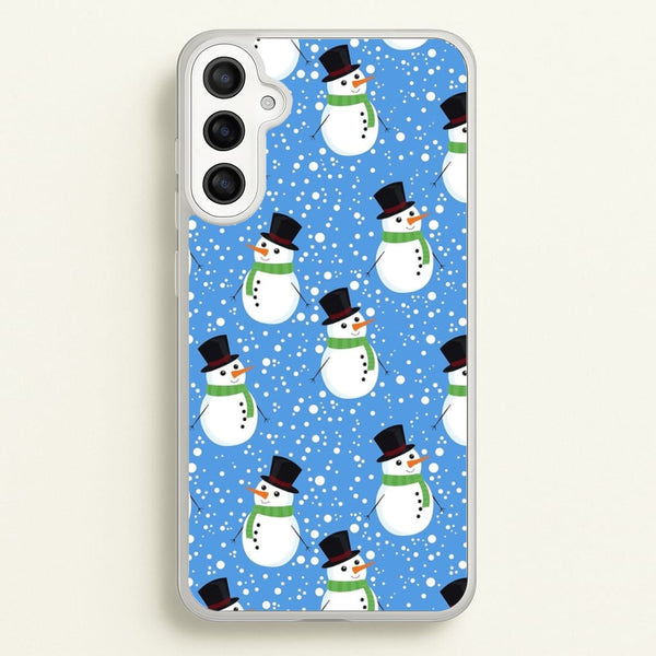 Blue Snowman Pattern  -  Phone Case for Galaxy A34