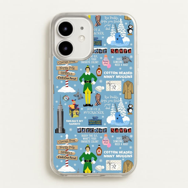 Blue Buddy The Elf Pattern  - Elf Phone Case for iPhone 12 / 12 Pro