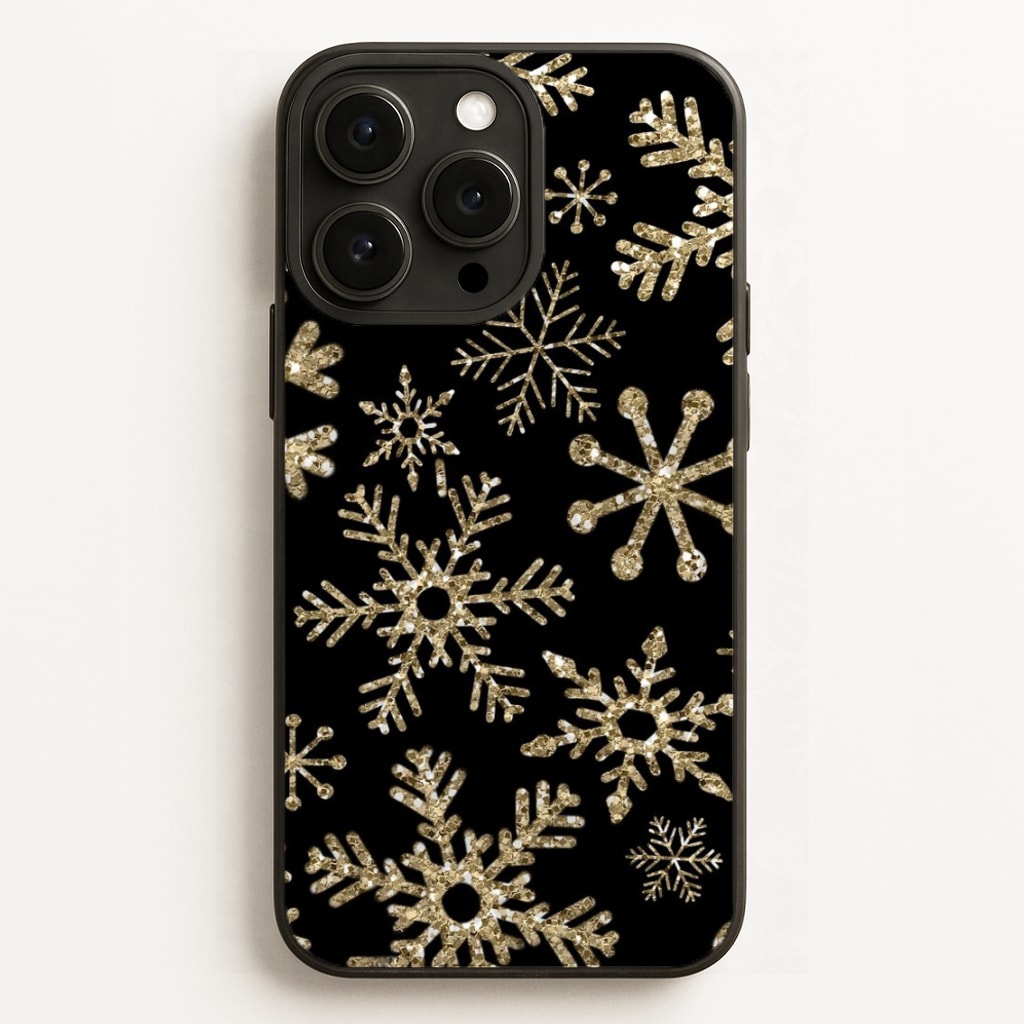 Gold Snowflake Pattern  -  Phone Case for iPhone 16 Pro Max