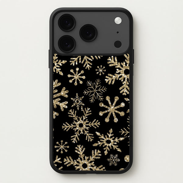 Gold Snowflake Pattern Phone Case for iPhone 17 Pro