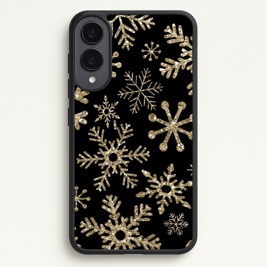 Gold Snowflake Pattern  -  Phone Case for Galaxy S25 Edge