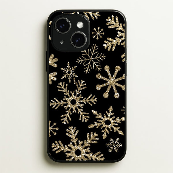 Gold Snowflake Pattern  -  Phone Case for iPhone 15 Plus