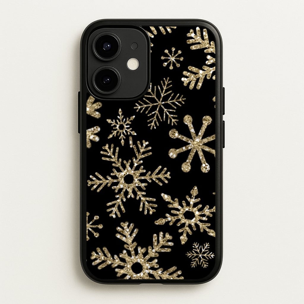 Gold Snowflake Pattern  -  Phone Case for iPhone 12 / 12 Pro
