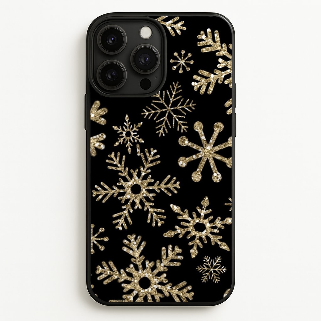 Gold Snowflake Pattern  -  Phone Case for iPhone 13 Pro Max
