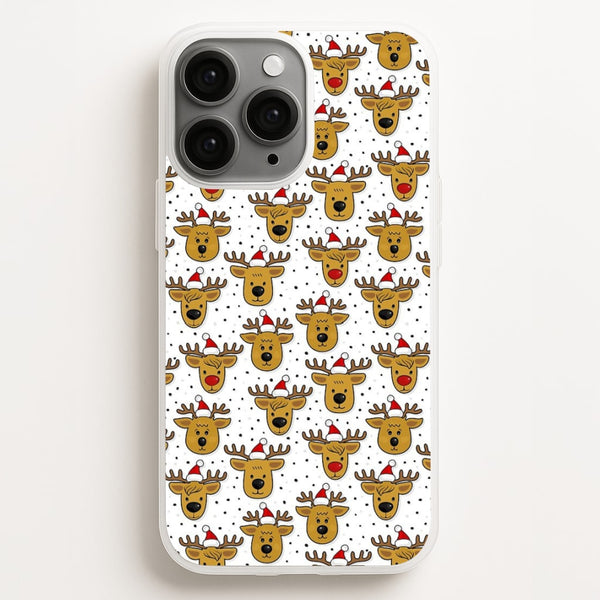Reindeers In Santa Hats Pattern  -  Phone Case for iPhone 16 Pro Max