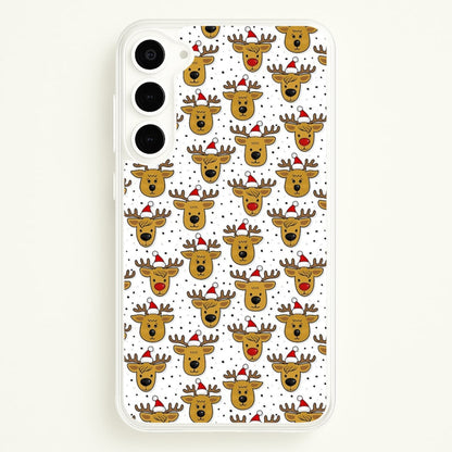 Reindeers In Santa Hats Pattern  -  Phone Case for Galaxy S23 Plus