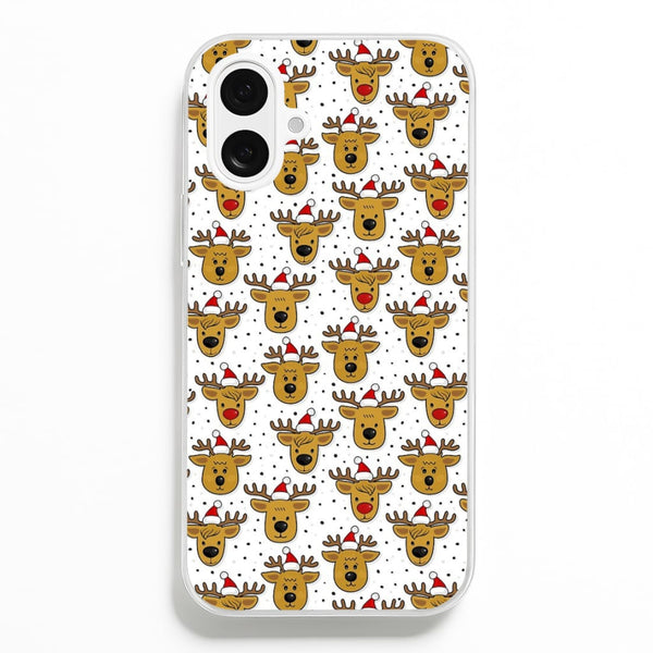 Reindeers In Santa Hats Pattern  -  Phone Case for iPhone 16 Plus