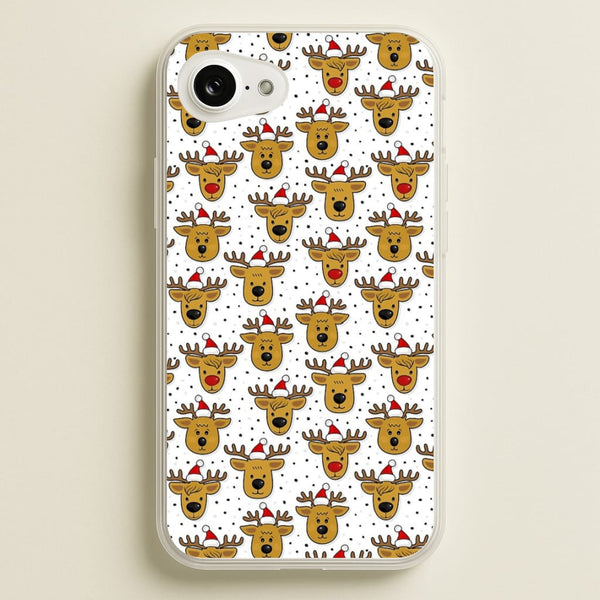 Reindeers In Santa Hats Pattern  -  Phone Case for iPhone 16e
