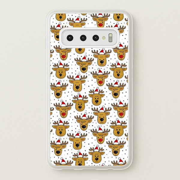 Reindeers In Santa Hats Pattern  -  Phone Case for Galaxy S10